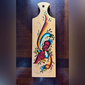 Vintage Wooden Hand Painted Rosemailing